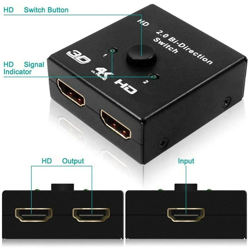 4K HDMI-совместимый двухнаправленный переключатель 2 0 60 Гц HDTV сплиттер 1x2 2x1 адаптер