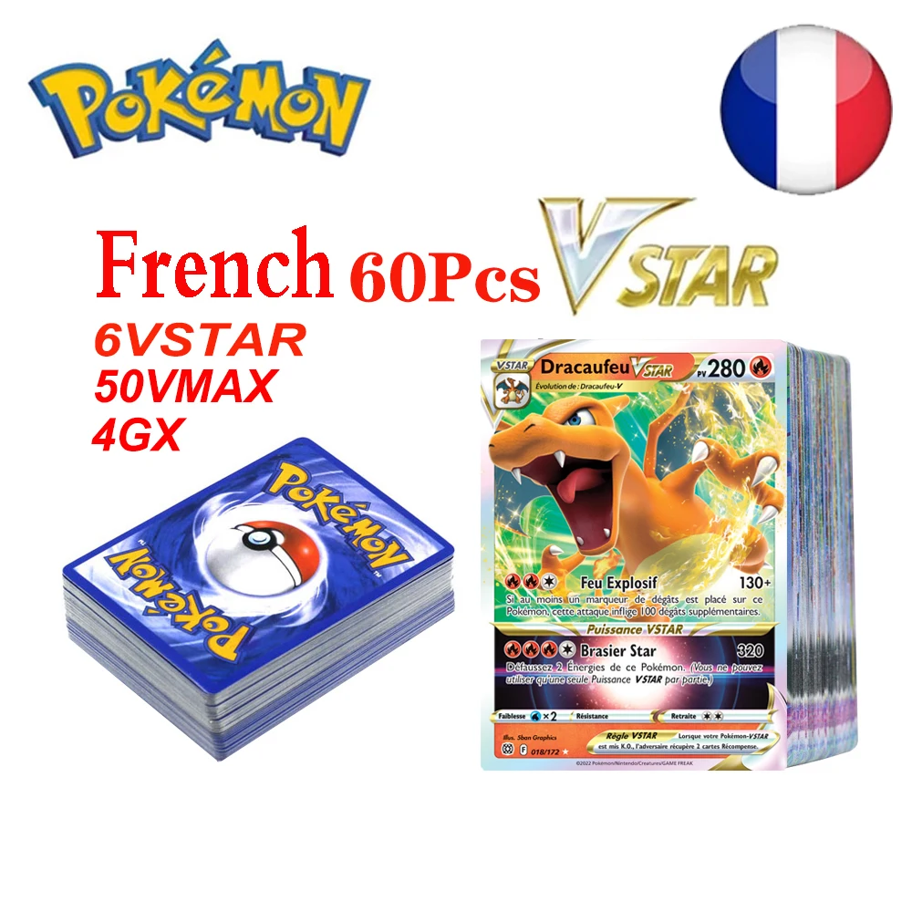 Карты Pokemon Vstar Vmax GX французская версия веселая флэш-карта торговые карты детская
