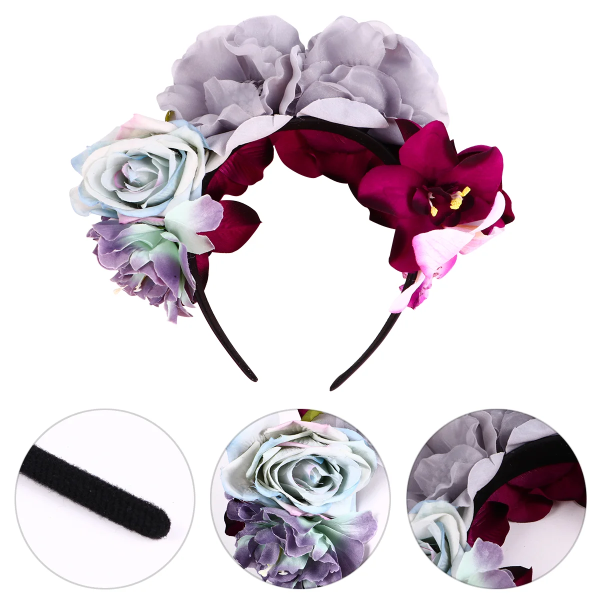 

Цветочный ободок с розами Boho гирлянда обруч для волос Богемия вечерние обруч для волос головной убор ткань Miss