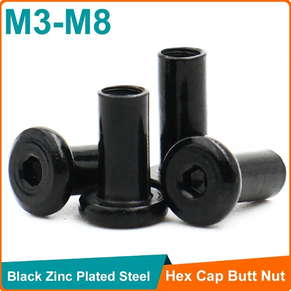 

10 шт. M3 M4 M5 M6 M8 Черный Нержавеющая сталь 304 Плоская шестигранная головка с шестигранной головкой Заклепка Соединительная вставка Втулка Крышка Стиковая гайка