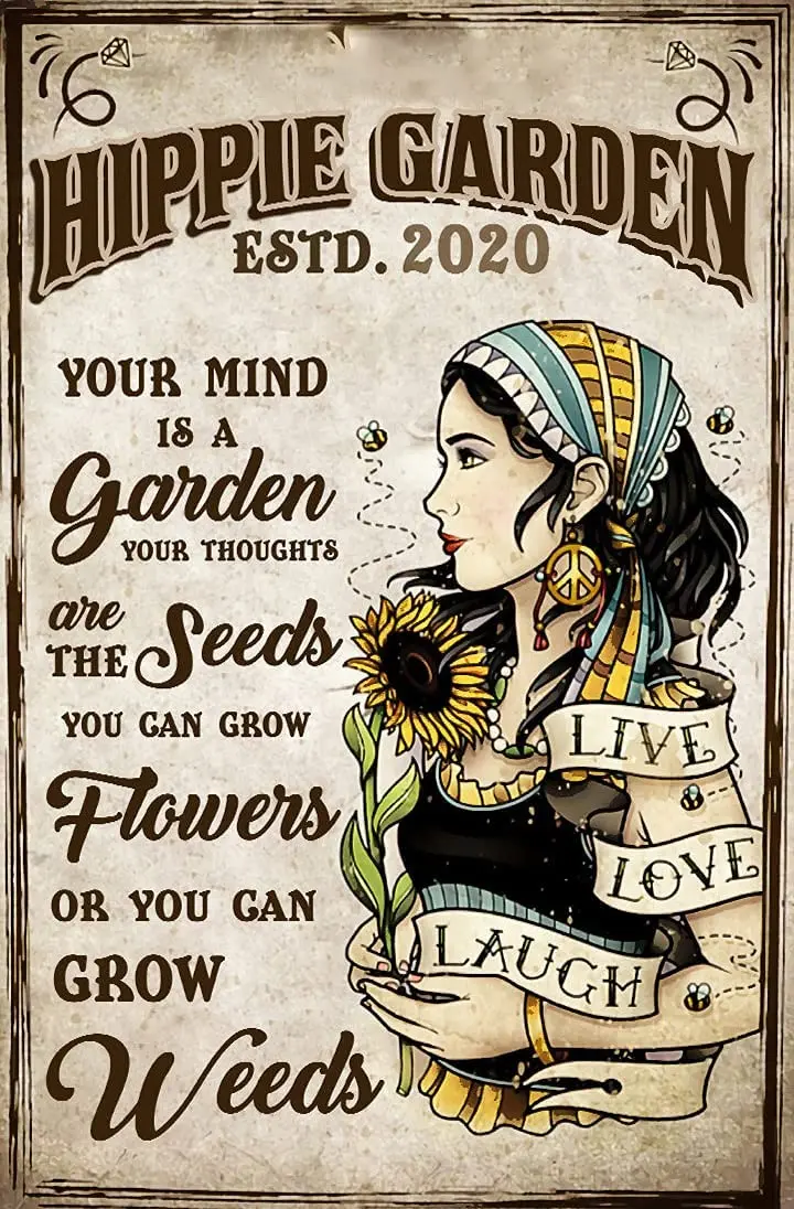 

Винтажный металлический оловянный знак-хиппи садовый металлический плакат, вдохновляющее настенное искусство оловянные знаки мотивацион...