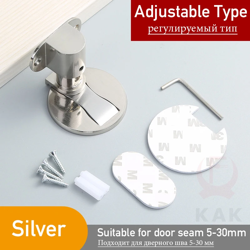 Регулируемый дверной стопор KAK, магнитный дверной стопор без перфоратора, дверной держатель из цинкового сплава, предотвращающий столкновение, скрытый дверной стопор, дверная фурнитура