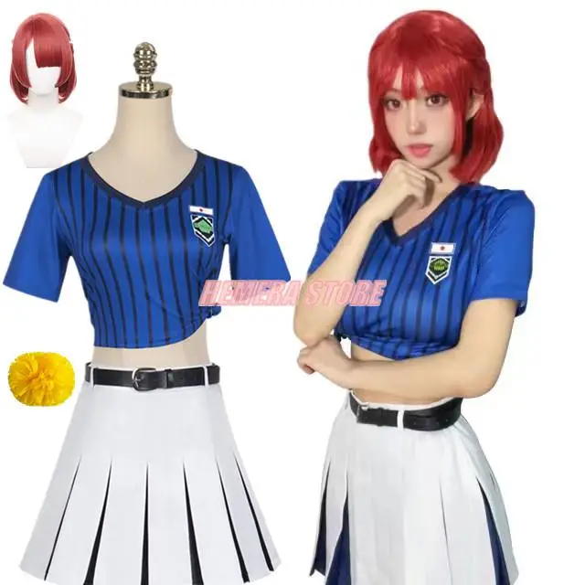 Anime Blue Lock Anri Teieri Cosplay Costume Wig Cheerleading Uniform Skirt Dress Japan Football Union Halloween Party Women Prop