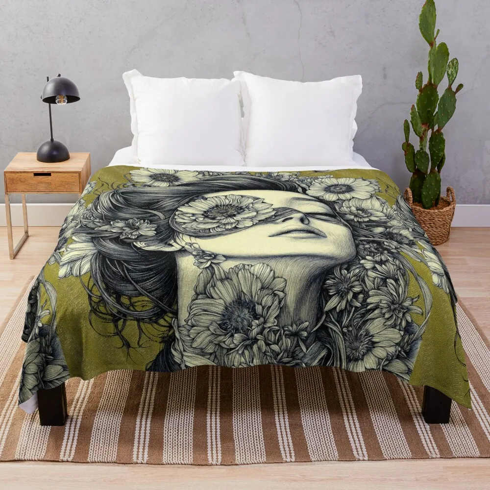 Красота с завязанными глазами и цветущими цветами: сюрреалистическое