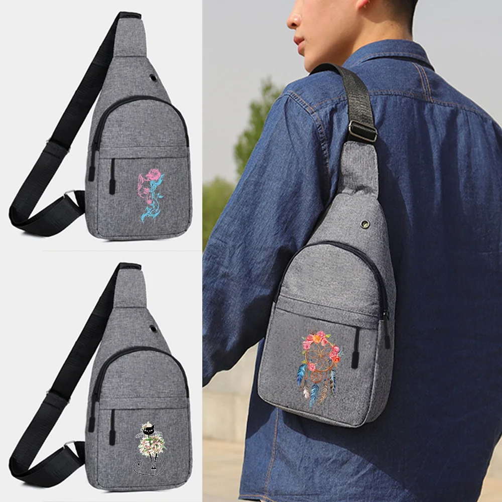 

Модная нагрудная сумка-мессенджер для мужчин, многофункциональная спортивная холщовая уличная сумка на ремне с мультяшным принтом