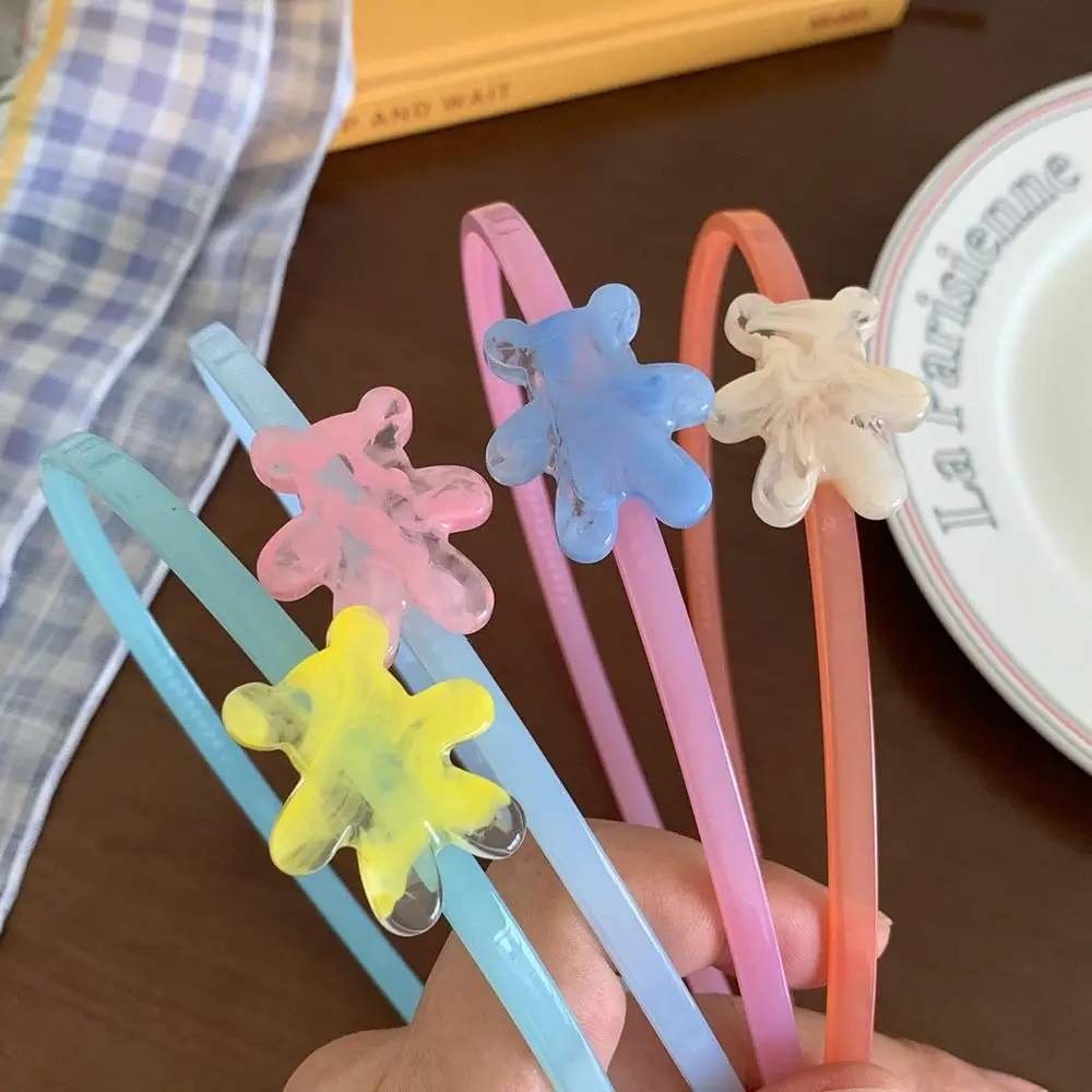 

Fashion Cute Bear Headband Women Jelly Color Personalized Thin Hairband Simple Funny Hair Hoop