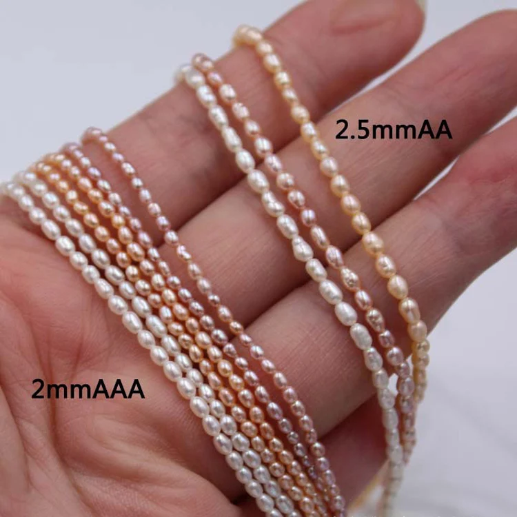 

A Irregular Baroque white/pink/purplecolor7-8mm different size Popular style rice pearls strand for making necklace