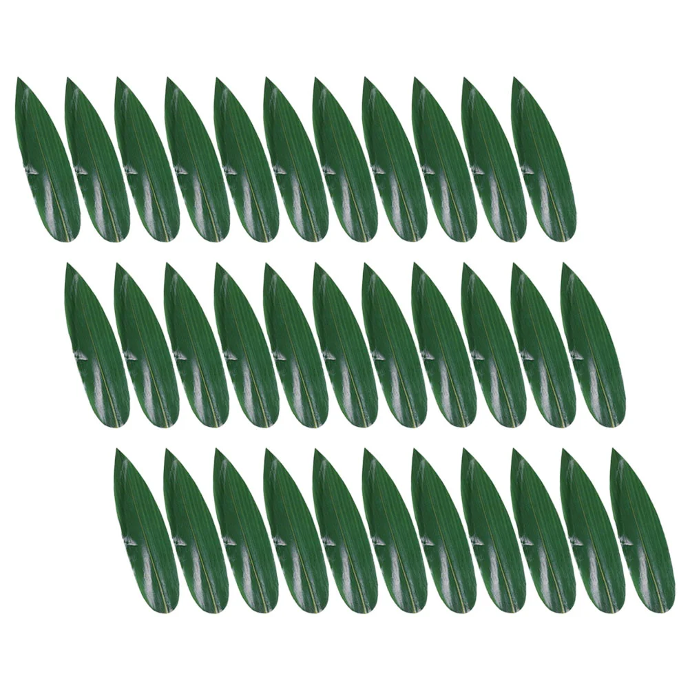 100 Pcs Sushi Bamboo Leaves Decorative Leaf Plate Japanese Food Mat Sashimi Ornament Dish