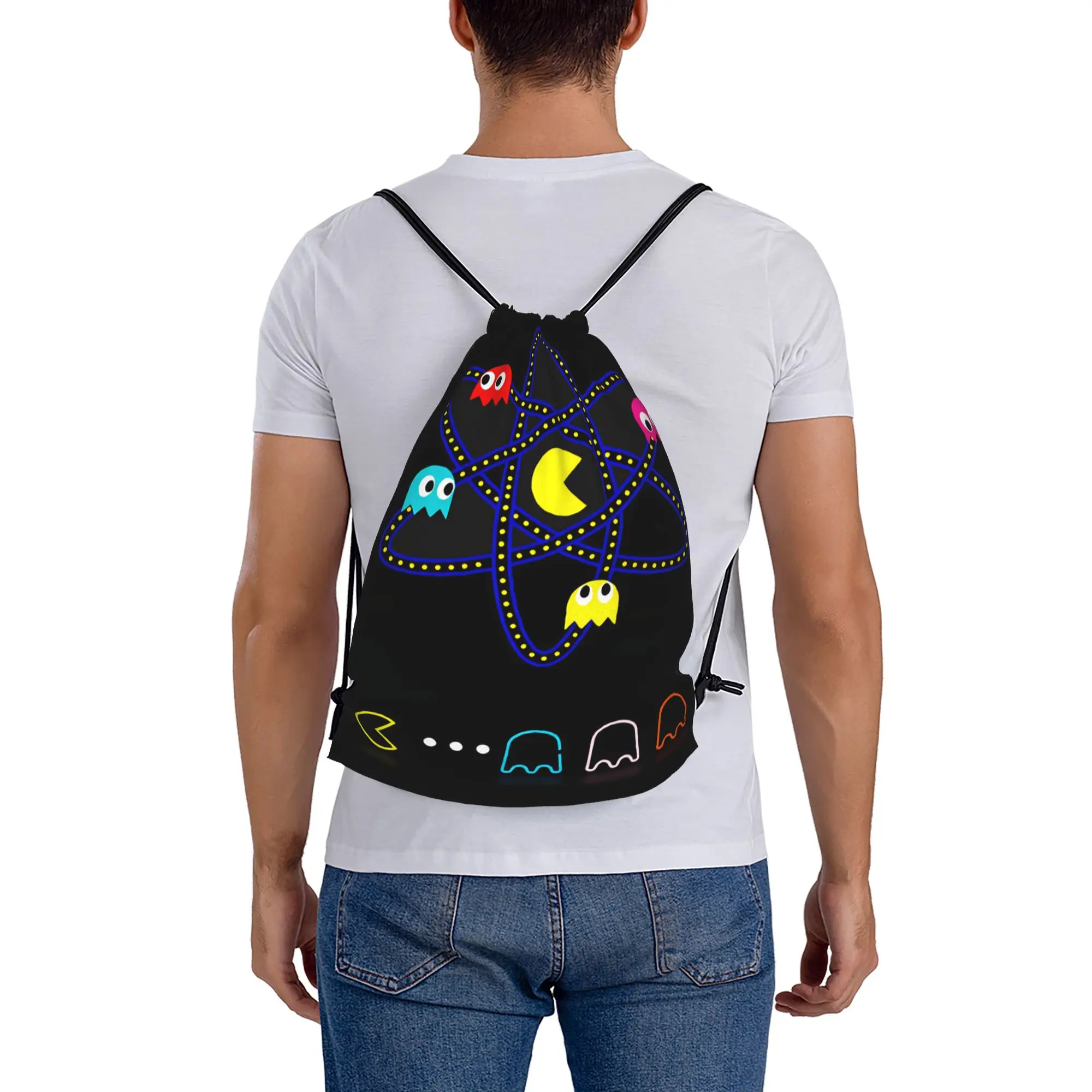 Рюкзак Pac-Man, портативная забавная сумка на шнурке для студентов, спортзала, фитнеса, индивидуальная сумка-мешок на шнурке (art.: 3920dbccce700) - 3920dbccce700