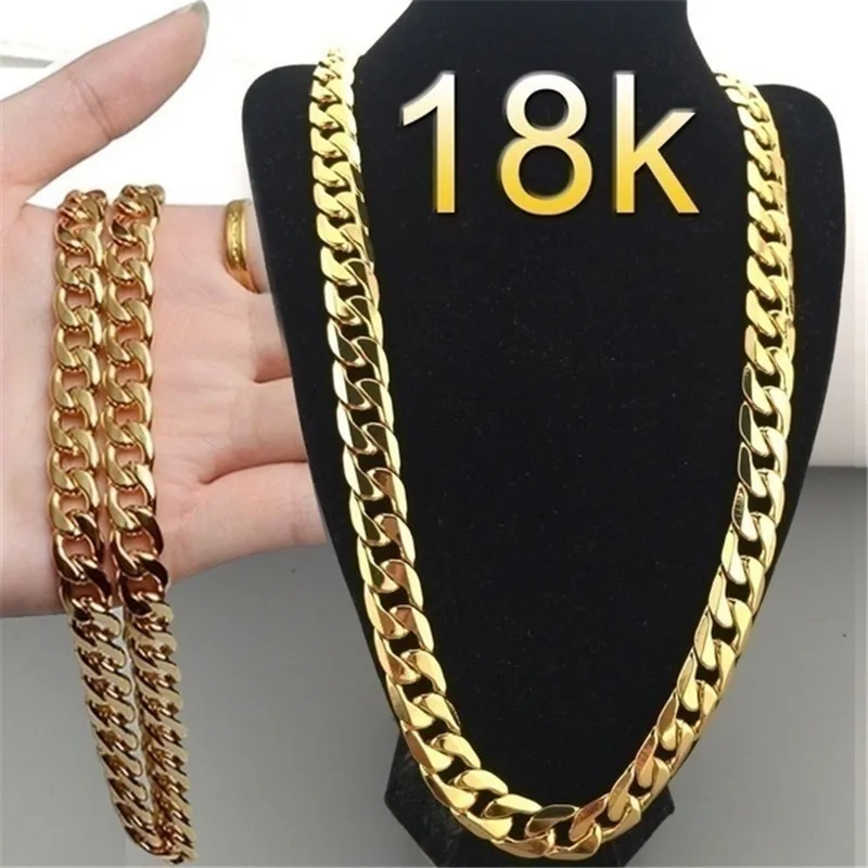 

6mm Cuban Necklace Plated with 18K Gold Punk Hip Hop Men's and Women's Sweater Chain Birthday Party Metal Jewelry Necklaces