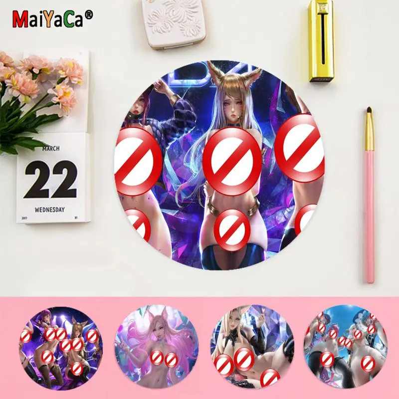 

League of Legends Akali Jinx Sexy INS Tide Round Cartoon Anime Gaming Mouse Pad Keyboard Mouse Mats Deskpad Girls Desktop Mat