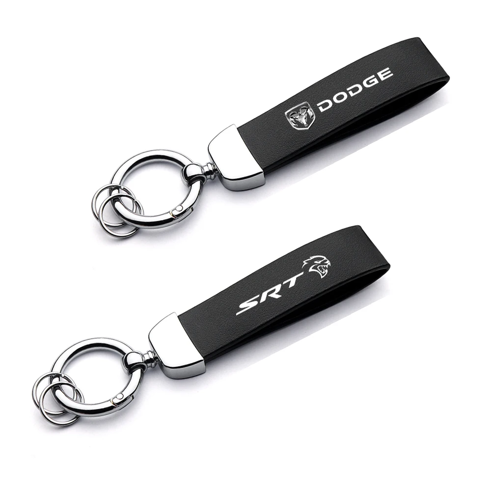 

Car SRT Emblem Keychain Leather Key Chain Keyring Key Fobs for Dodge Journey Charger RAM Caliber Challenger Nitro Dart SXT Grand