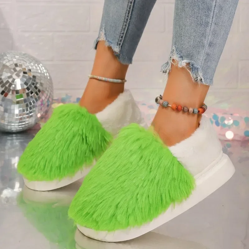 Women's 2024 autumn and winter new plush home lazy cotton slippers anti slip durable fashionable warm shoes