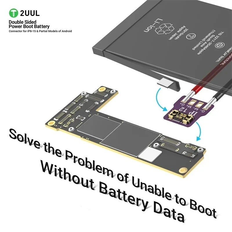2UUL BT02 разъем для зарядки аккумулятора двухсторонние клеммы iPhone 8 ~ 15 Pro Max и Android