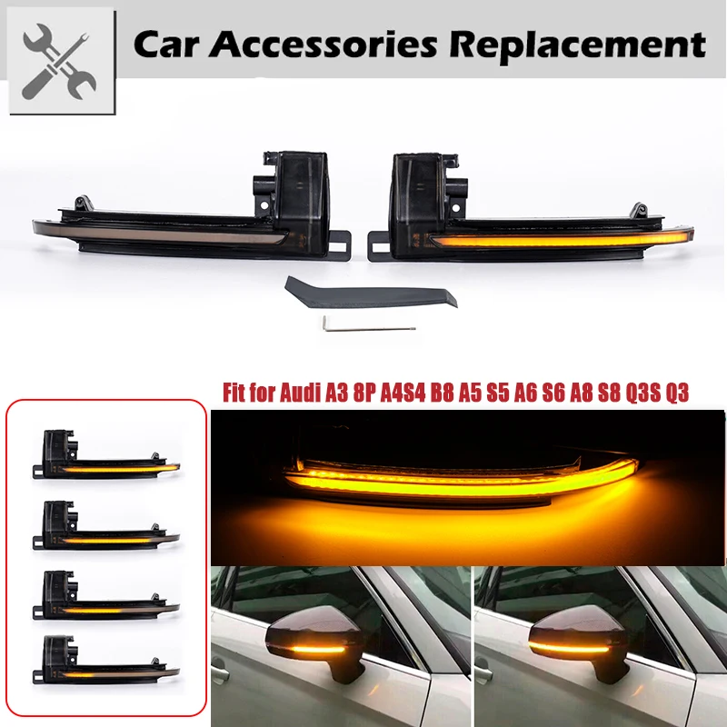 

Rhyming Dynamic Blinker Mirror Light Side LED Turn Signal Lamp Black For Audi A3 8P A4S4 B8 A5 S5 A6 S6 A8 S8 Q3S Q3 08-10
