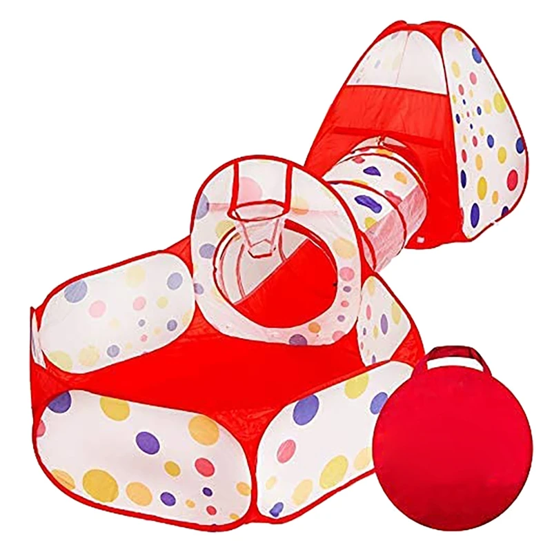 

Детская игровая палатка, туннель для ползания и яма для мячей с Баскетбольным обручем, детская палатка для дома или улицы, лучший подарок дл...