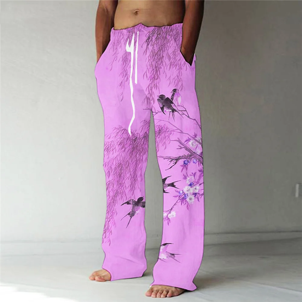 Men's Landscape Pattern Straight Trousers 3D Print Elastic Drawstring Design Front Pocket Pants Beach Scenery Graphic Comfort images - 6