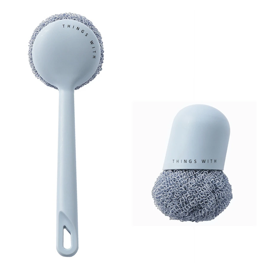 

Long Handle Nanofiber Cleaning Ball Kitchen Cleaning Steel Ball Household Can Be Replaced Without Hurting Hand Dishwashing Brush