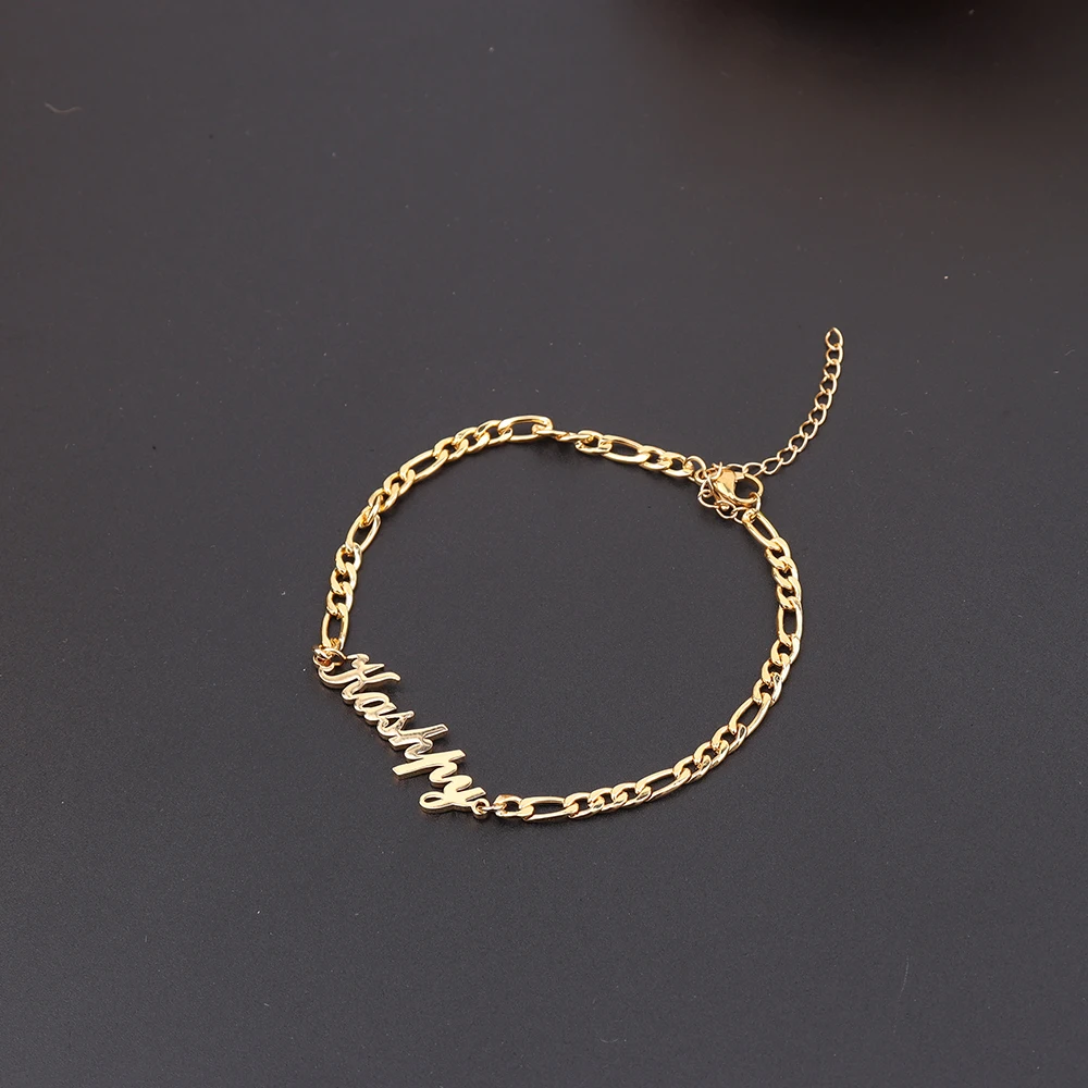 Браслет ручной работы Фигаро из нержавеющей стали с гравировкой имени