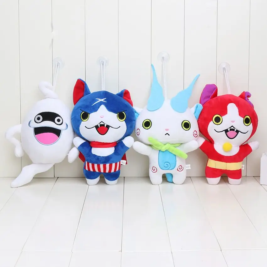 

4Pcs/Set Anime Cosplay Yokai Watch Jibanyan Komasan Whisper Plush Doll Stuffed Animals Kids Toys 16-18CM