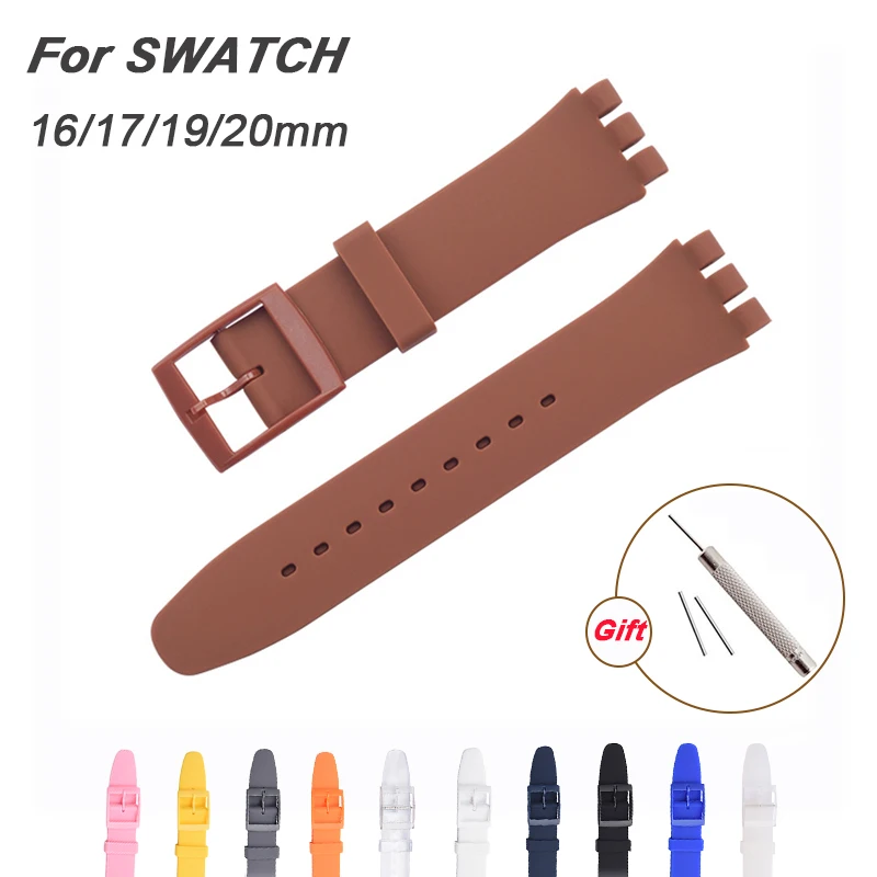 

Мягкий силиконовый ремешок для часов Часы, резиновый цветной сменный спортивный браслет, аксессуары для часов, 16 мм 17 мм 19 мм 20 мм