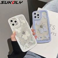 for iphone 13 12 11 pro max xs xr x 8 7 plus se 2022 butterfly pattern bling liquid quicksand phone case shockproof case cover