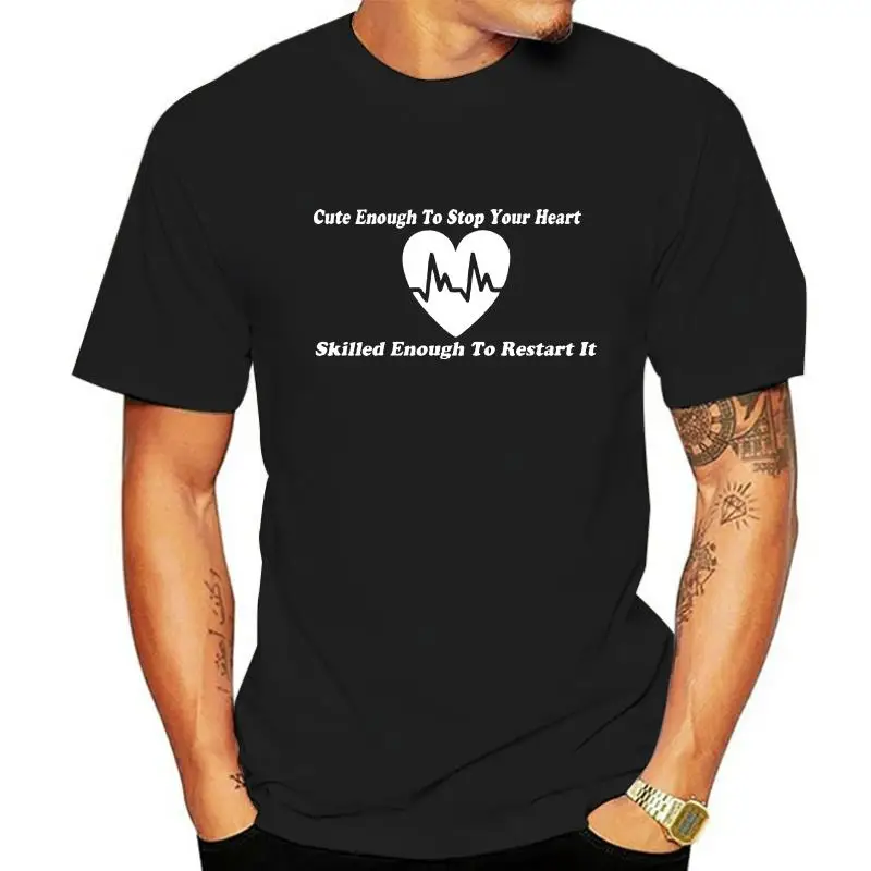 Cute enough to stop your heart nurse handmade custom nursing cna vinyl T-shirt