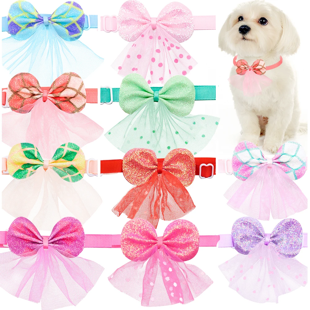

Аксессуары для собак 50/100 шт., галстуки-бабочки, кружевные аксессуары для собак, маленькие модные аксессуары для маленьких собак