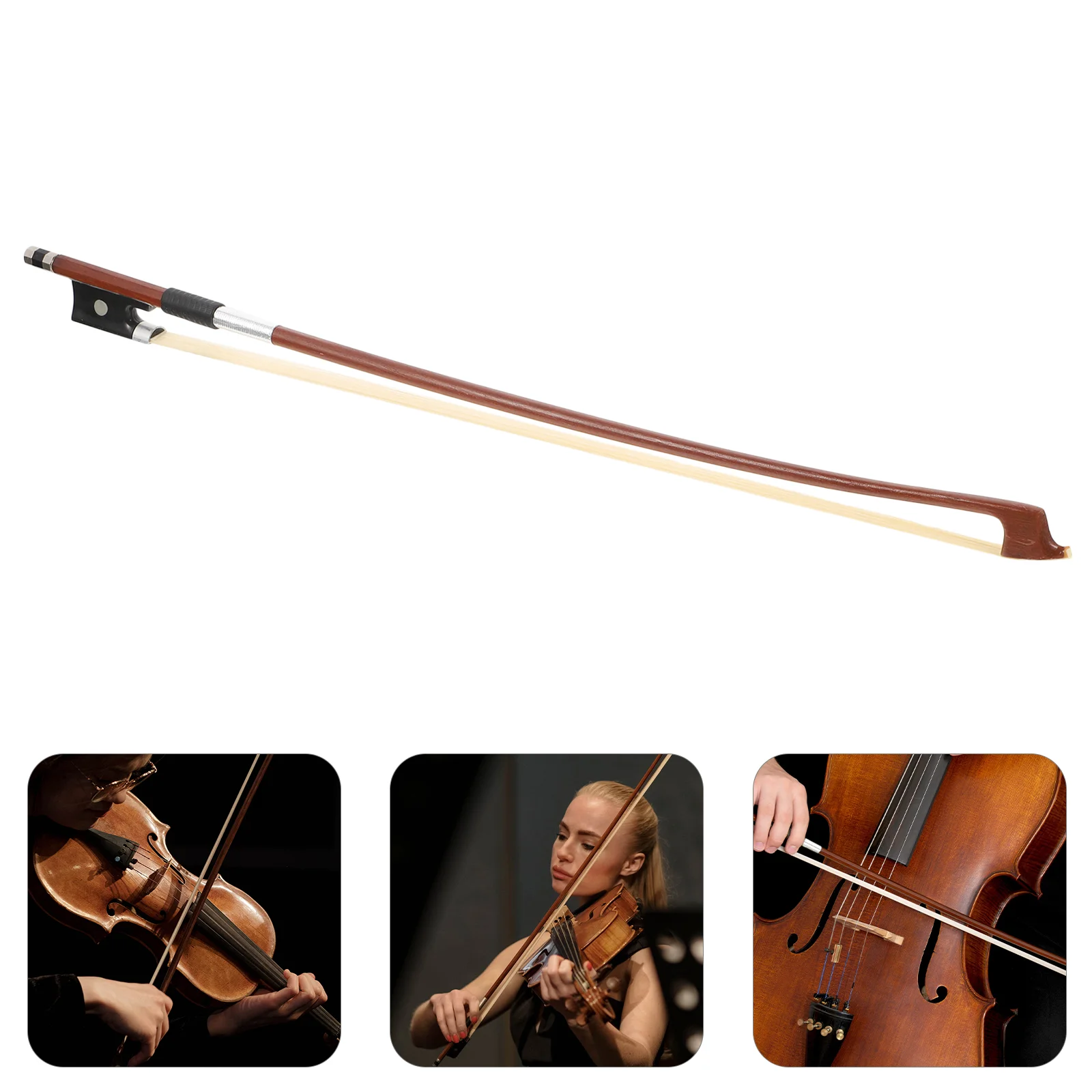 

Violin Bow Wooden Musical Instruments With Horsetail Hair Accessory 1/4 Useful Student