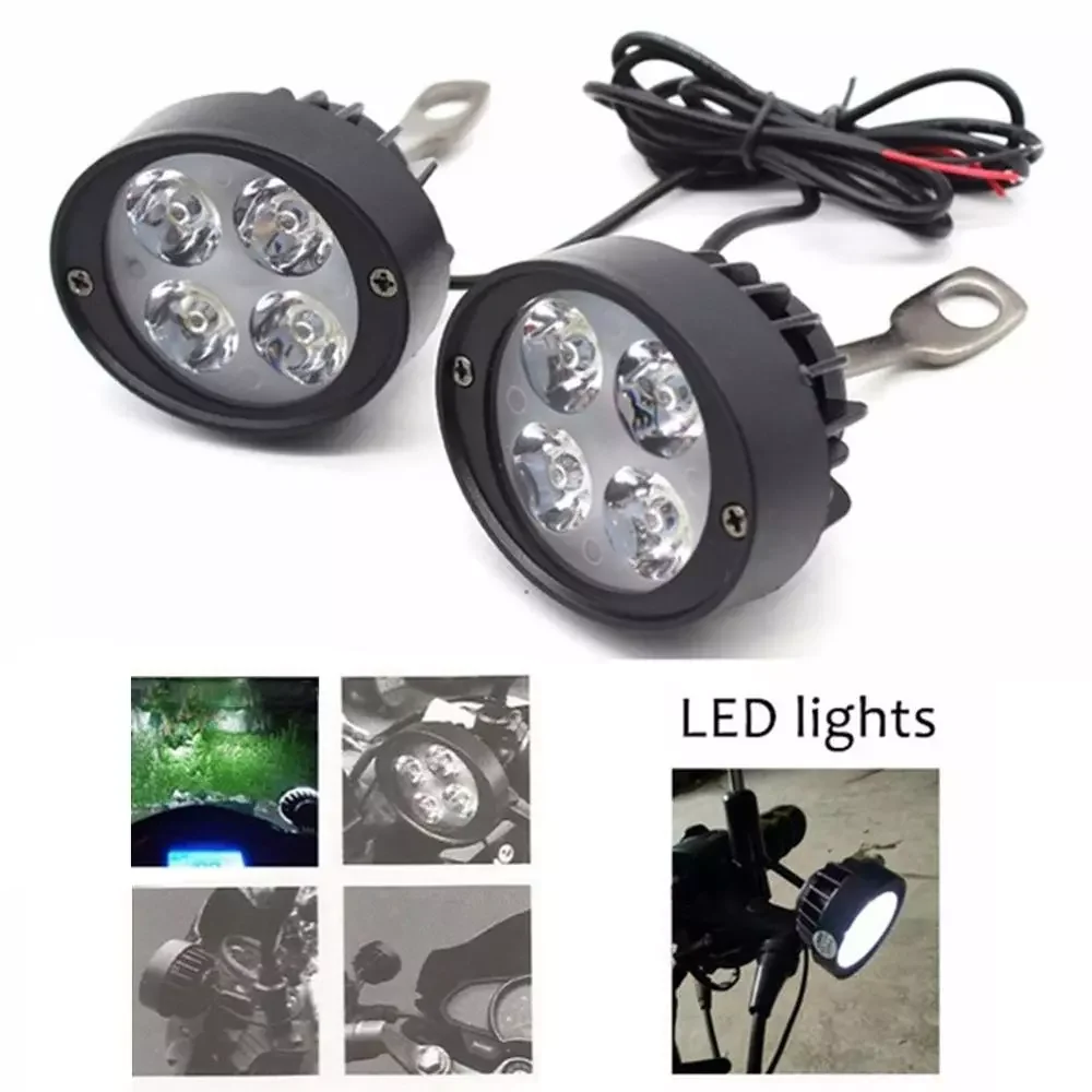 

2Pcs LED Motorcycle Headlight Mirror Mount Driving Fog Spot Head Light Spotlight Lamp WIth 1Pc Switch