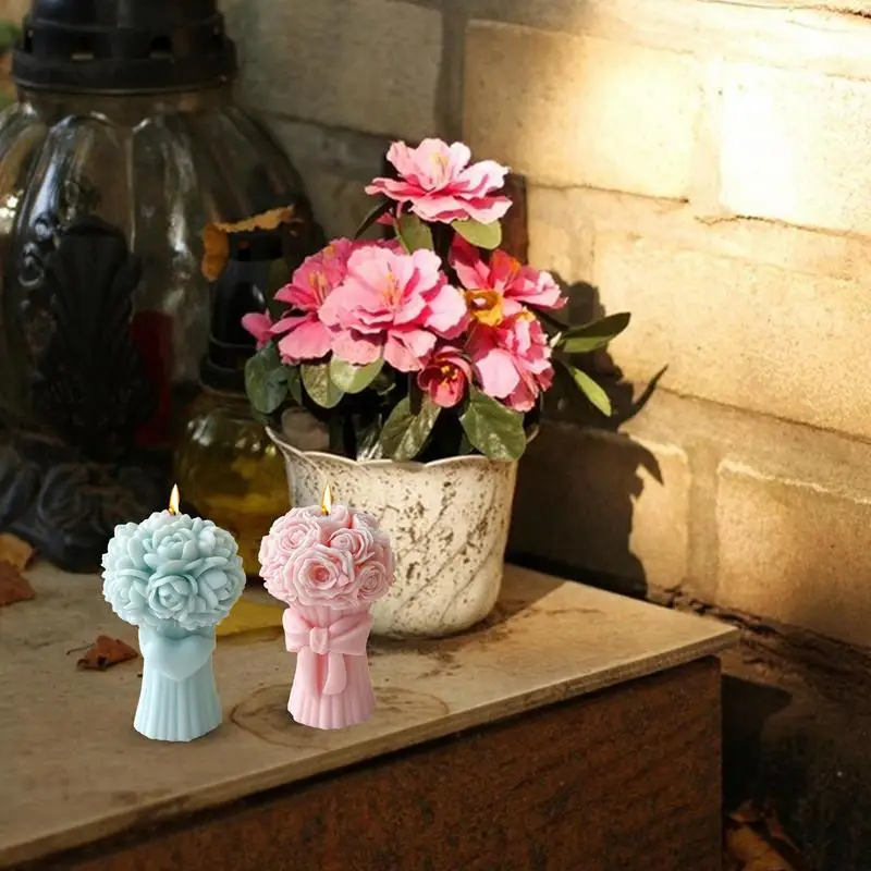 

3D Flower Bouquet Mold Silicone DIY Flower Ball Series Soap Plaster Ornaments Mould Flower Bunch Aromatherapy Home Decor Candle
