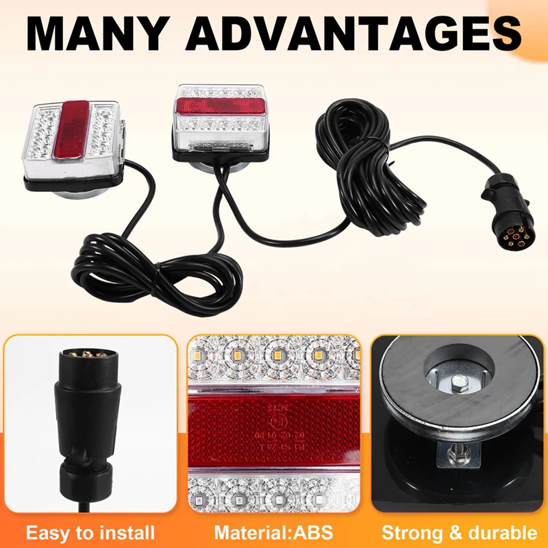 1 Set 12V Rear Combination LED Towing Trailer Tail Light 7 Pin Universal Brake Stop License Number Plate Lamp