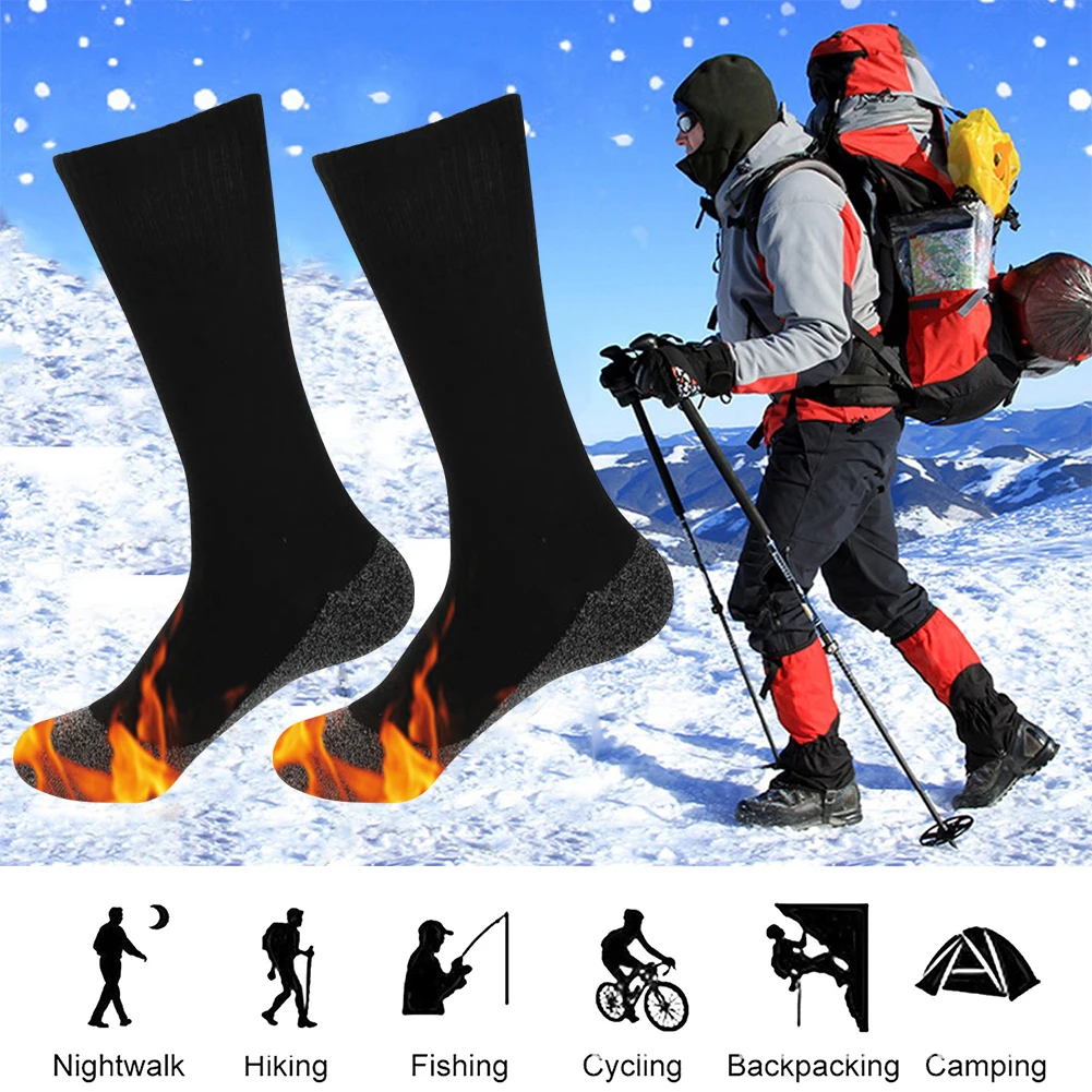 

1 пара, зимние теплые носки с подогревом, толстые супер мягкие удобные носки с алюминиевыми волокнами, теплые лыжные носки