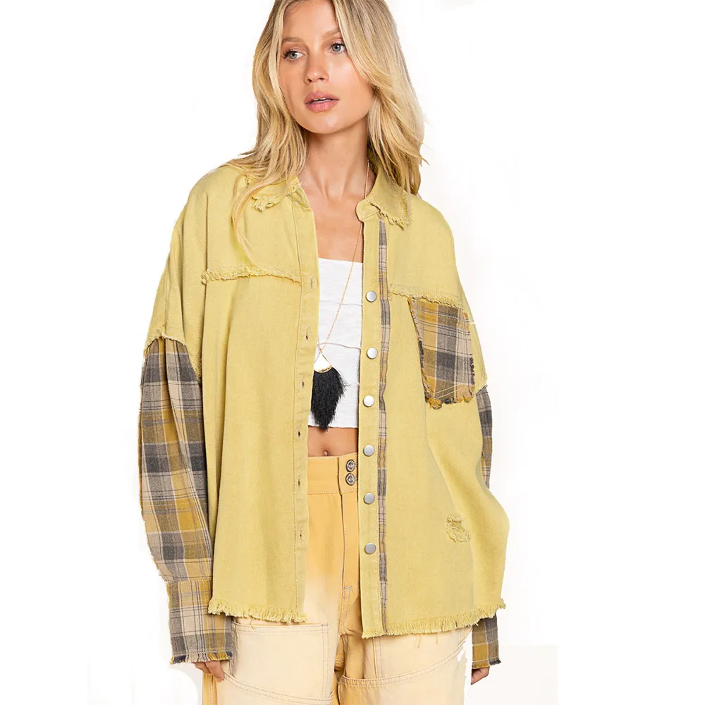 Женские куртки и пальто на зиму 2022 потертые джинсовые рваные джинсы в стиле