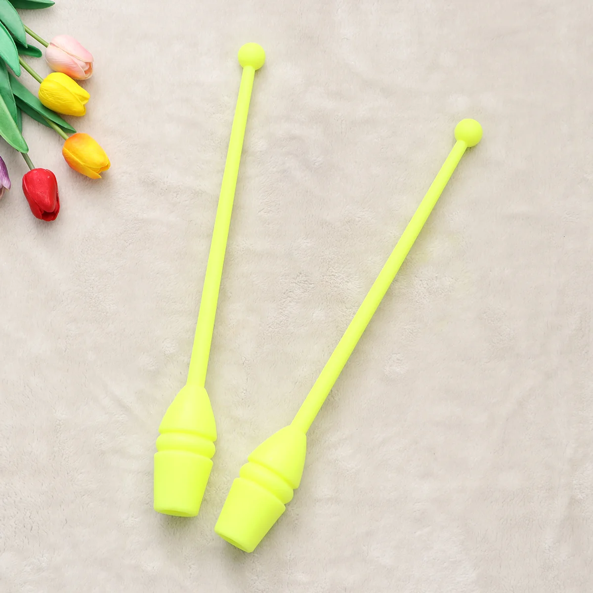 

1 Pair Rhythmic Gymnastics Dancing Rod Artistic Dancing Fitness for Dancer and Men Yellow