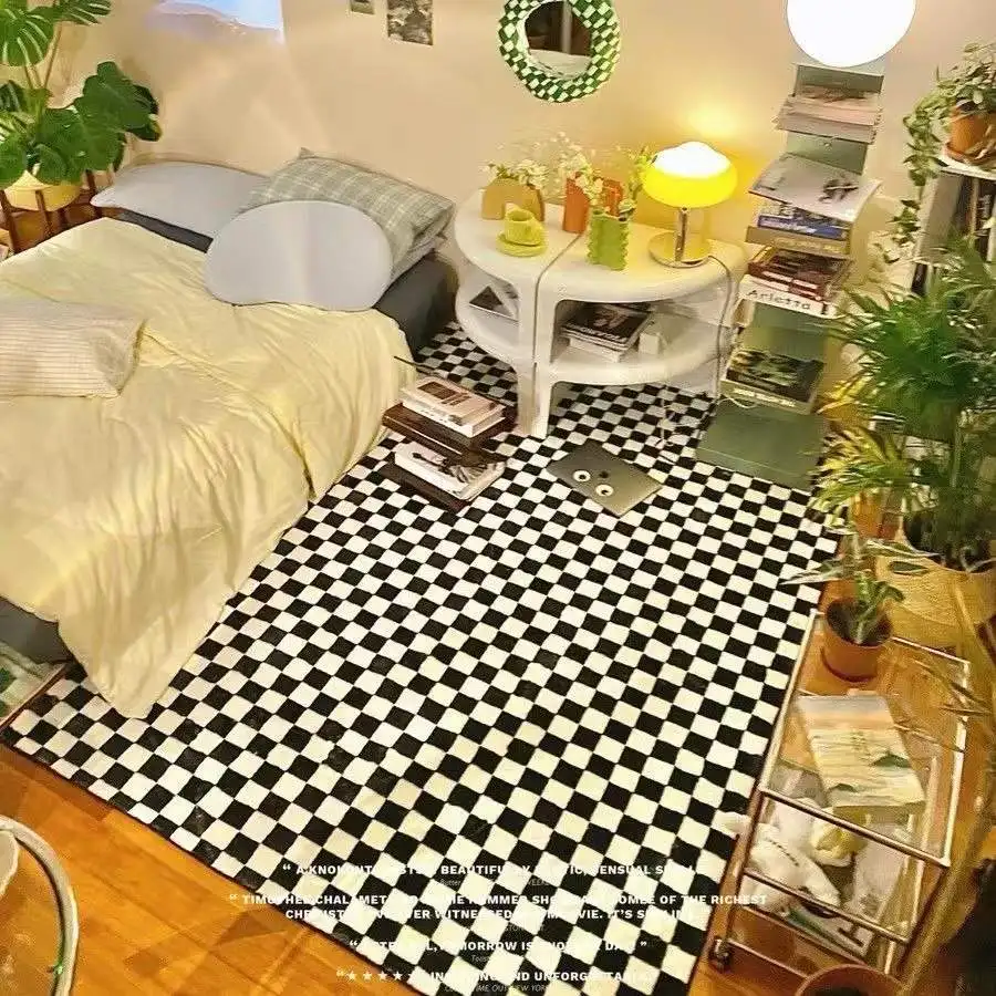 checkerboard carpet bedroom retro carpets plaid non slip rug home living room sofa floor mat balcony corridor decoration rugs free global shipping