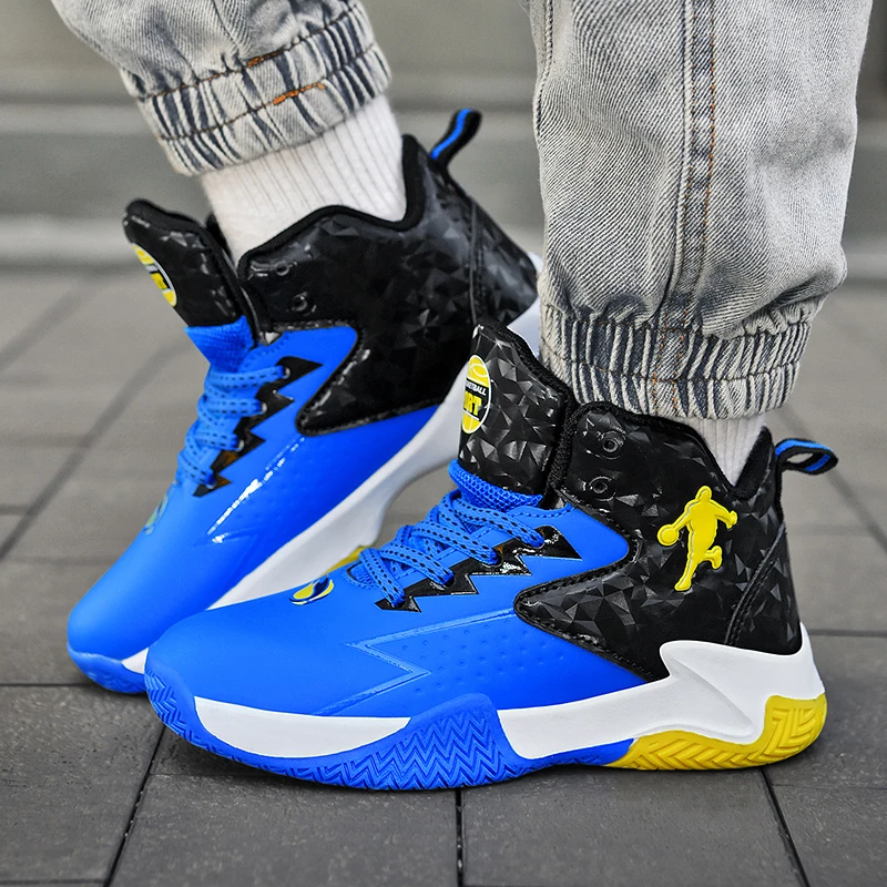 Kids Basketball Shoes Boys Sneakers Non-slip Child Trainer Basket Shoes Outdoor Leather Children Sport Shoes Size31-40