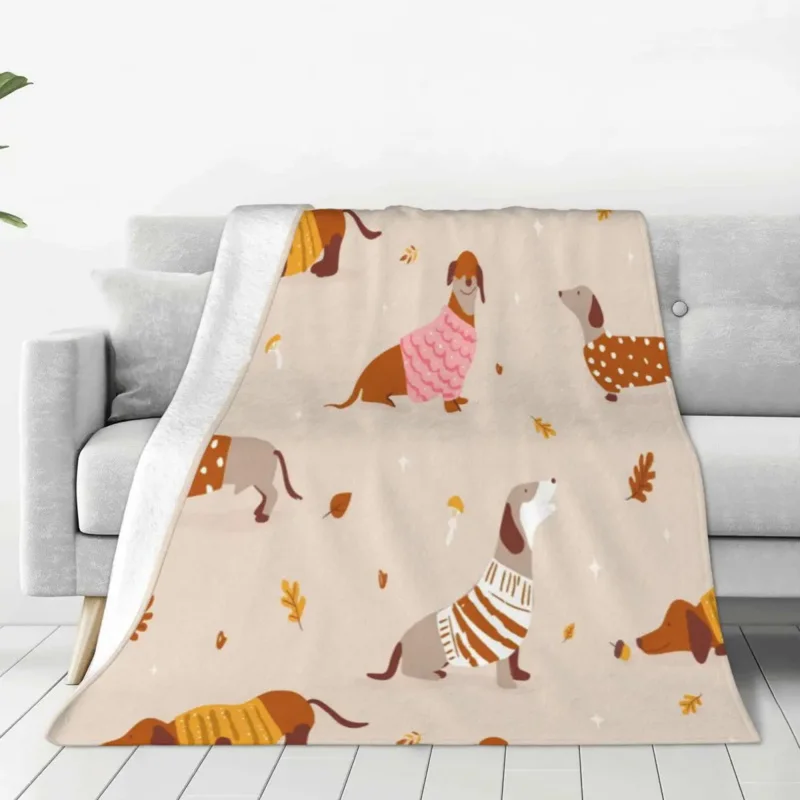 

Winter Dachshund Dog Stars Warm Soft Blanket Mom Travelling Throw Design Flannel Bedspread Sofa Bed Cover