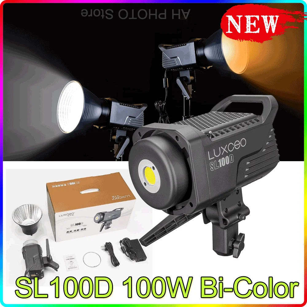 

LUXCEO SL100D Двухцветная светодиодная лампа для видеосъемки 2700-6500K CRI95 + 6 светильник вых эффектов Тихий режим крепление Bowens освещение для фотосту...