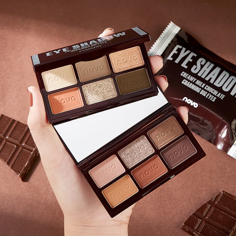 

Novo Kawaii Chocolate Eyeshadow Palette Shimmer Glitter & Matte Shades Eye Shadow Powder Easy to Blend Makeup Palette
