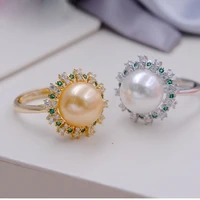 meibapj 9 10mm big natural freshwater pearl ring 925 sterling silver flower ring for women fine wedding jewelry