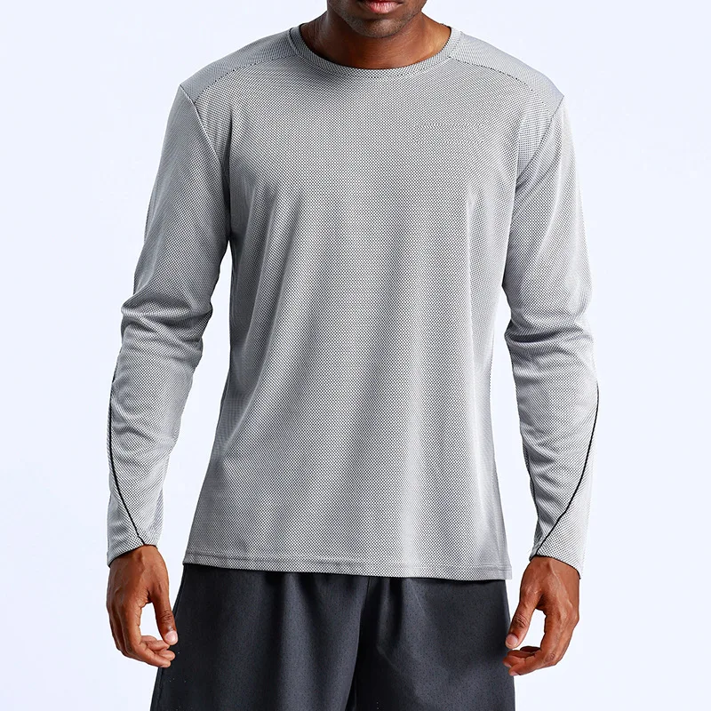 LU Compression Shirt Man Quick Dry Running Shirt Long Sleeve Sports Top Loose Breathable Outdoor Workout Fitness T-shirt
