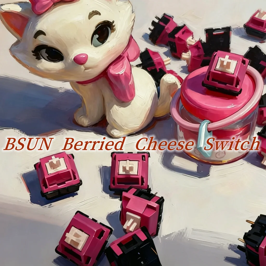 Фото Механические переключатели BSUN Berried Cheese Switch, 5-контактные, линейные, с плавным ходом, из POM, с тонкой смазкой, настраиваемые для механических клавиатур №1