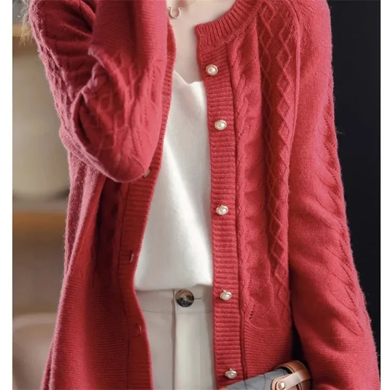 Вязаный кардиган с длинными рукавами для ранней осени новинка 2024 свободный