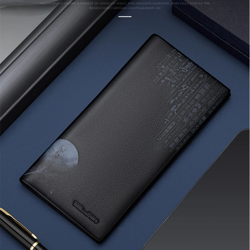 WILLIAMPOLO Mens Wallet Genuine Leather Card Holder Purse Real Cowhide Fashion Design Wallet Men Thin Purse Man