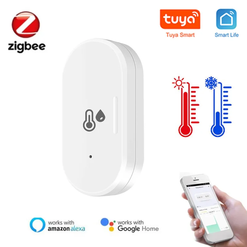 Мини-датчик Влажности И Температуры Tuya Zigbee Детектор Защиты Умного Дома