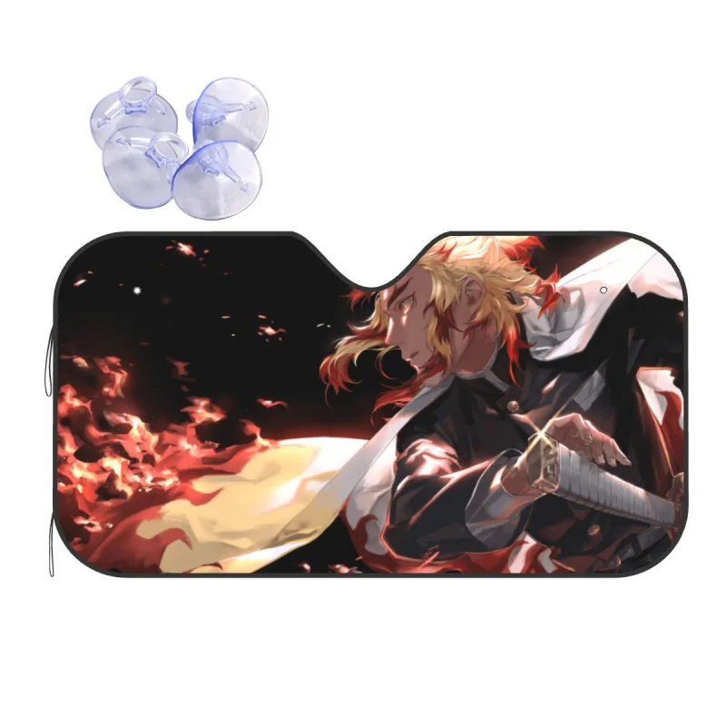 

Kyojuro Rengoku Kimetsu No Yaiba Sunshade Windscreen Demon Slayer Anime Cute Car Front Window Visor Sun Visor Solar Protect