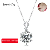 serenity day 100 925 sterling silver 10 carat d color moissanite pendant necklace passed diamond test for women jewelry party