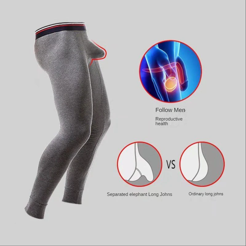 Men's Pure Cotton Bullet Separation Long Pants Bottoming Slim Warm Thin Trousers Sex Delay Panties Warm Long Trousers Home Use