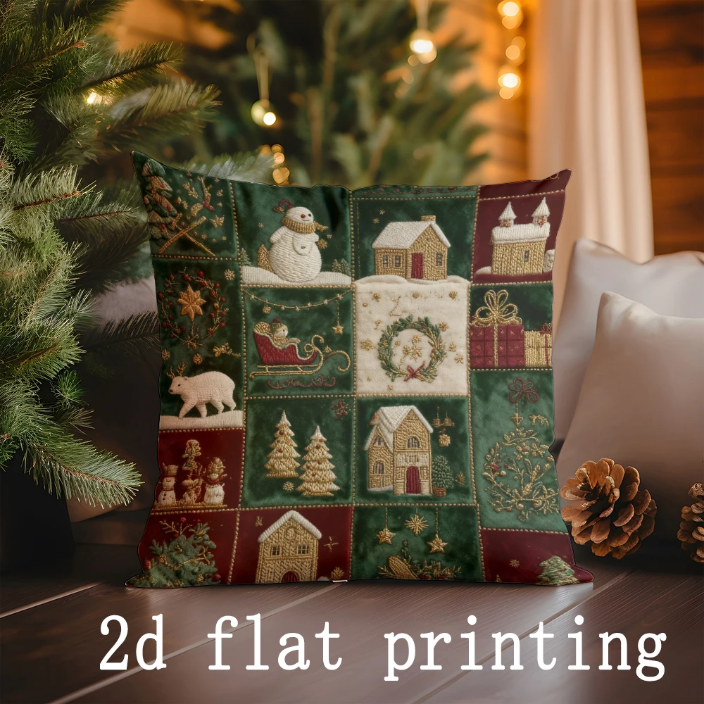 

Рождественский лоскутный узор наволочка из полиэстера велюра